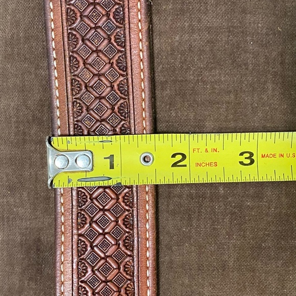 Nocona Hand Tooled Leather Belt SIZE 38 - Picture 5 of 6